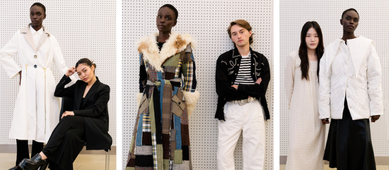Students in luxury outerwear garments made for the RealReal