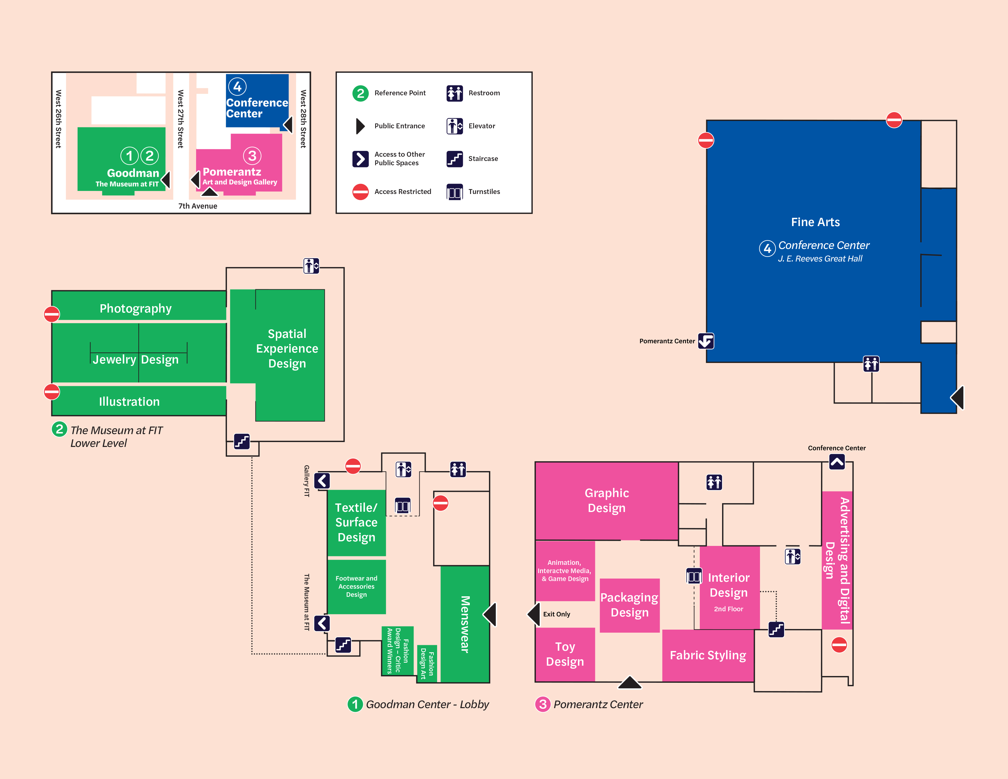 map of exhibition spaces; listed on the page