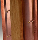 Heather Kosch - Harmonic Collection - Copper plate; Plexiglass; African padauk, yellow-heart wood, and zebra woods; brass screws; and leather cording.<br />
Heather Kosch - Harmonic Collection - Copper plate; Plexiglass; African padauk, yellow-heart wood, and zebra woods; brass screws; and leather cording.<br />