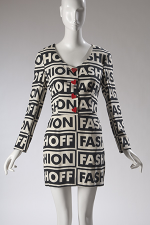 Moschino Couture suit, printed rayon, 1990, Italy, museum purchase, 2009.1.4