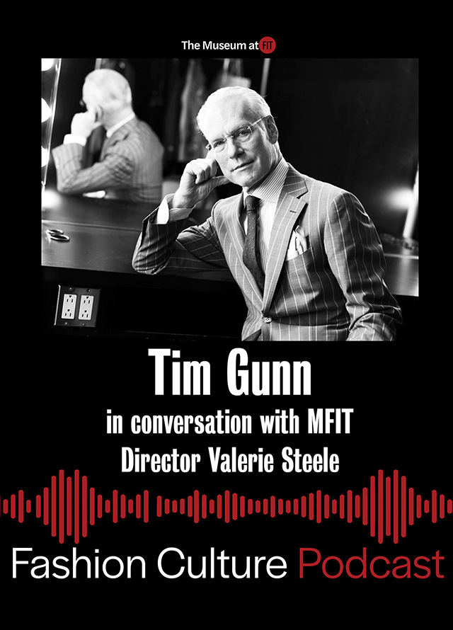 Tim Gunn with text that reads, "Tim Gunn in conversation with MFIT Director Valerie Steele"