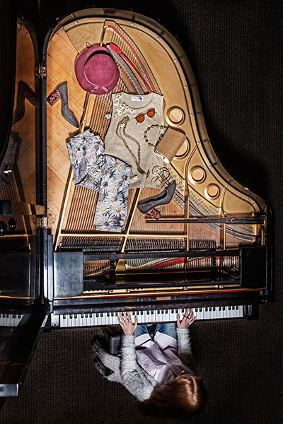 Styling flatlay on piano