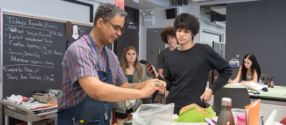 FIT Precollege students in Footwear and Accessories class