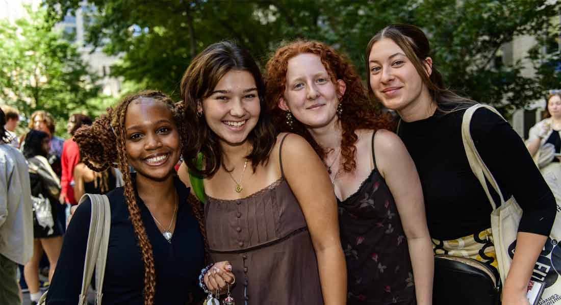 students hanging outside together 