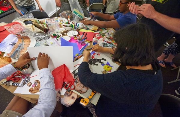 high school workshop collage table